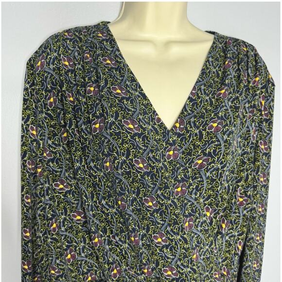 Brooks Brothers Violette-Print Navy Surplice Jersey Faux Wrap Jersey Dress XL - Picture 6 of 14